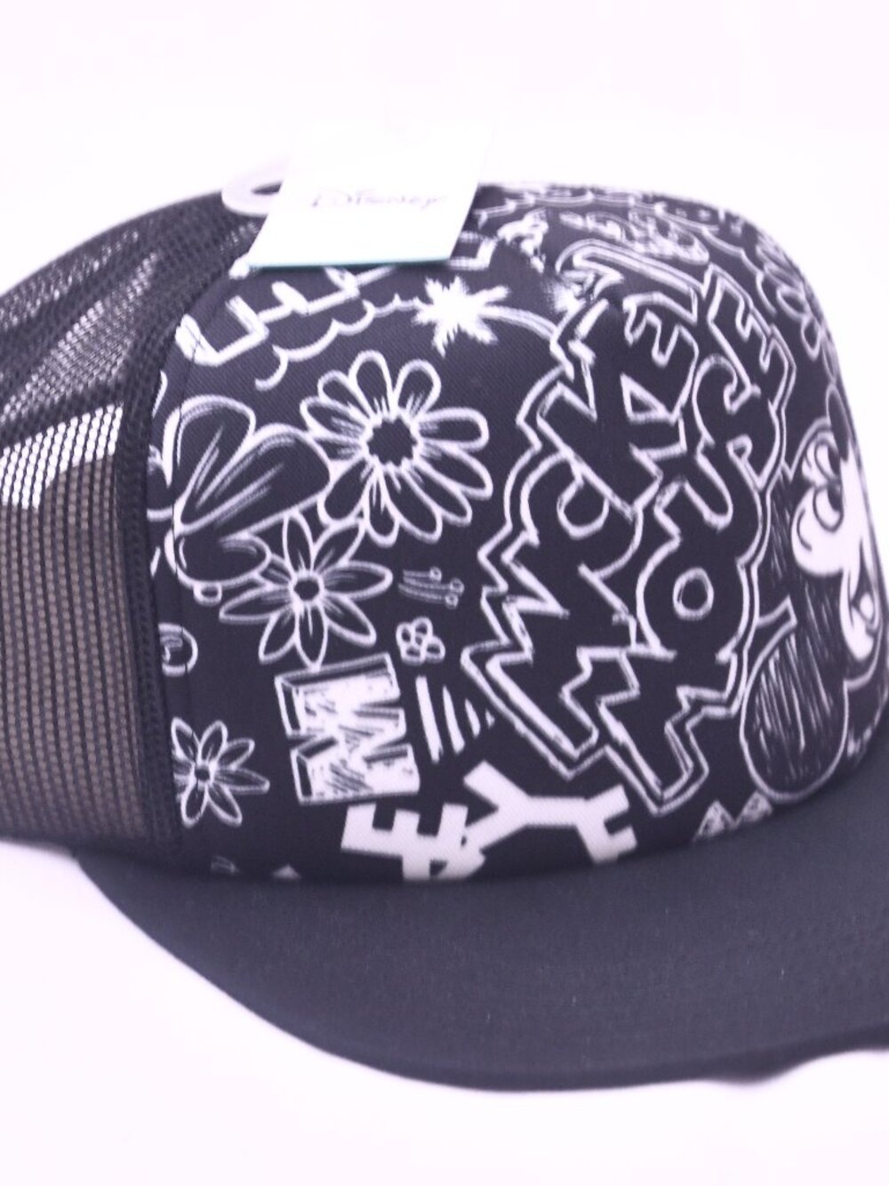 Disney x NEFF Mickey Mouse Graffiti Trucker Snapback Hat Black White NWT OSFM